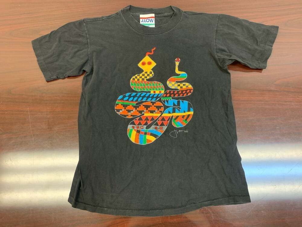Vintage 90s J.Low Designs Southwest Geometric Snake Graphic T-Shirt